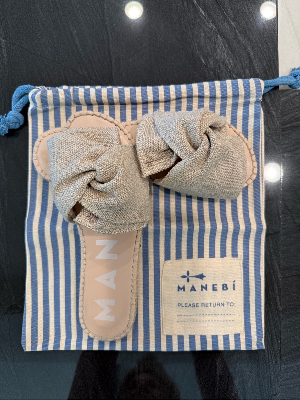 Manebí Women's Knotted Slide Sandals in Natural Beige